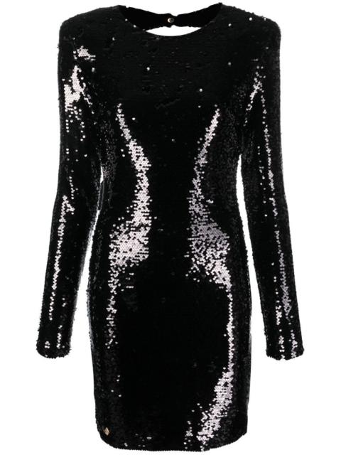 long-sleeved sequin-embellished dress