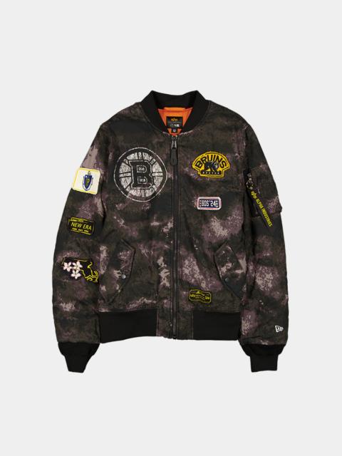 BOSTON BRUINS X ALPHA X NEW ERA MA-1 BOMBER JACKET (BLACK CAMO)