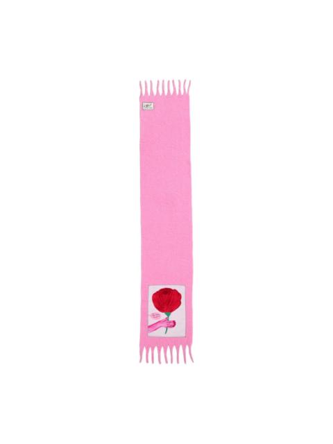 Oh Rose print fringed scarf