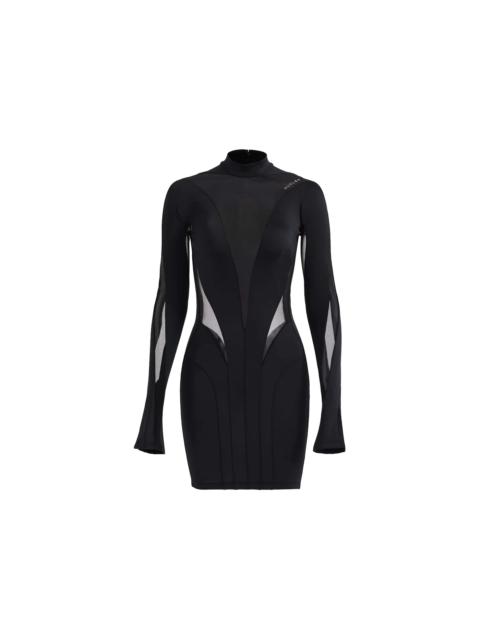 Mugler H&M Mesh-Paneled Mini Dress Black