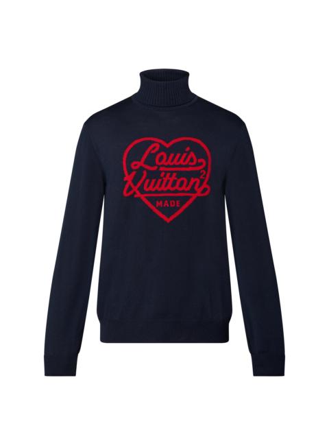 Intarsia Heart Turtle Neck