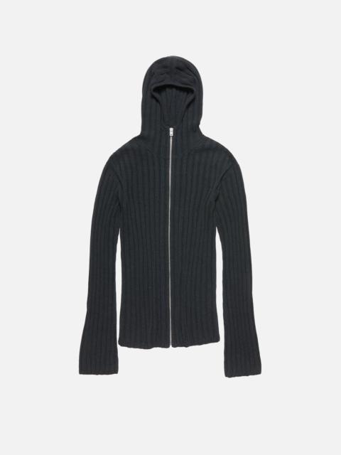 Zip-up hooded cardigan - Dark Grey Melange