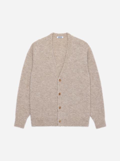 V-Neck Cardigan - Khaki Boucle Alpaca