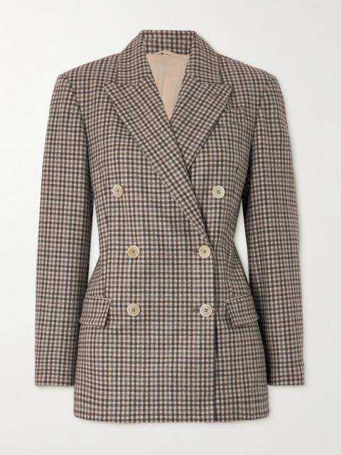 Double-breasted Checked Wool Blazer