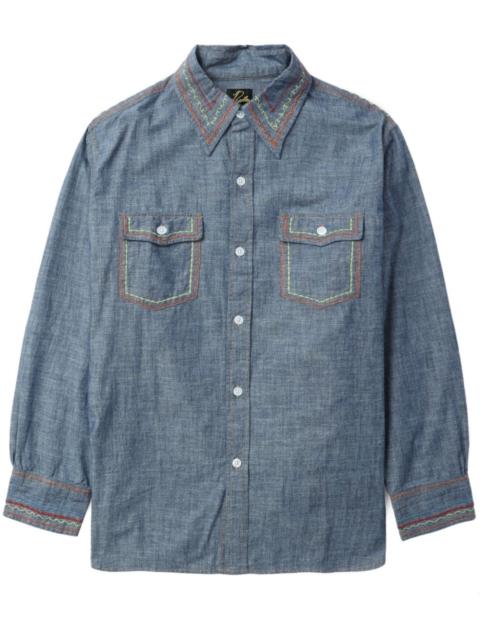 contrast-stitching denim shirt
