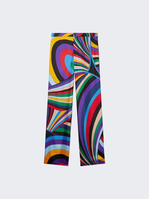 Iride-print Silk Twill Trousers Multicolor