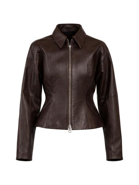 collared leather jacket