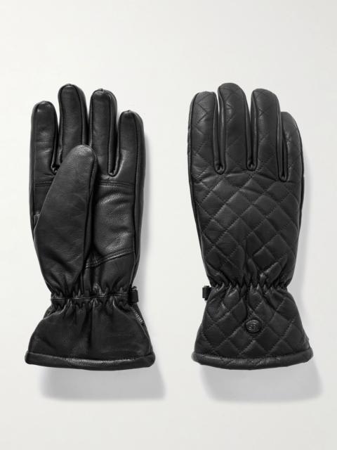 Nishi padded quilted leather gloves Black