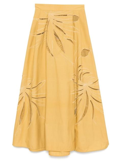 embroidered midi skirt