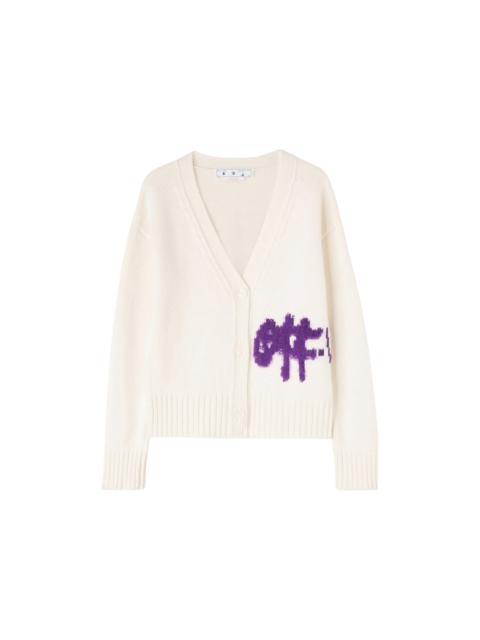 OFF-WHITE Logo Intarsia Cardigan White