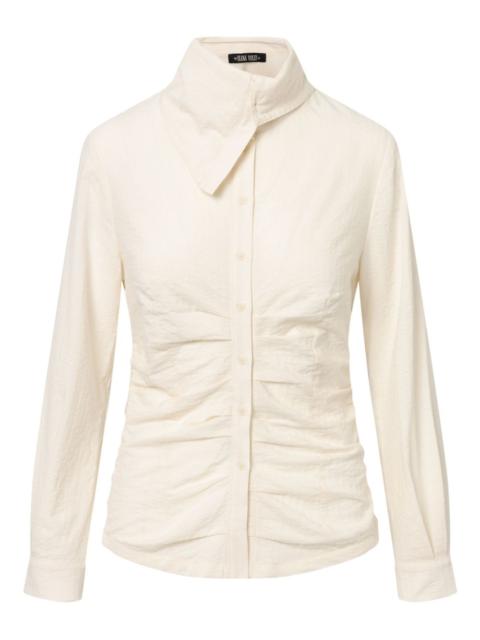 gathered button-up shirt