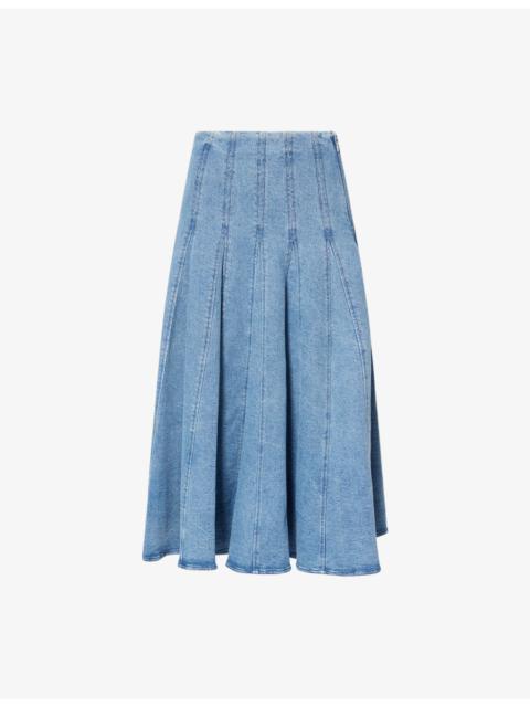 Taylan Panelled Stretch-Denim Midi Skirt