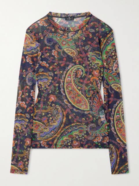 Paisley-print Mesh Top