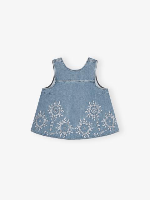 LIGHT BLUE BRODERIE ANGLAISE DENIM TOP