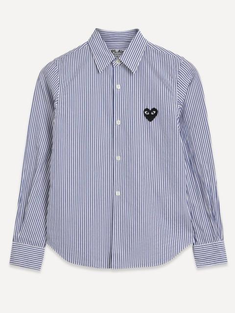 Striped Black Heart Appliquéd Shirt
