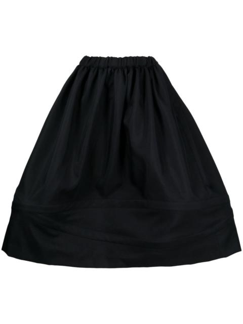 elastic-waist flared midi skirt