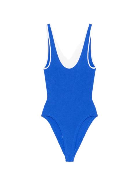 textured trim swimsuit