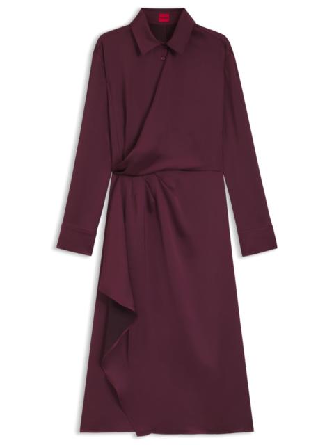 DRAPE-DETAIL MIDI DRESS IN SATIN