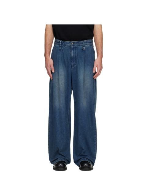 Blue Wide Folding Jeans