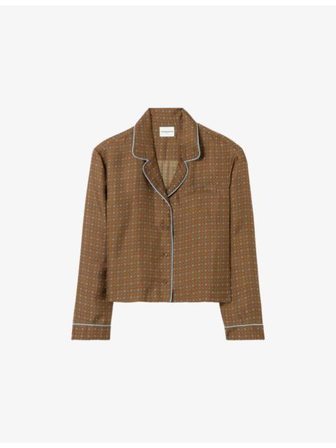 Collared Graphic-Print Silk Shirt