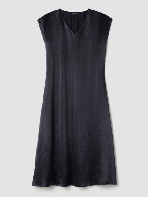 Textured Satin V-Neck Dress