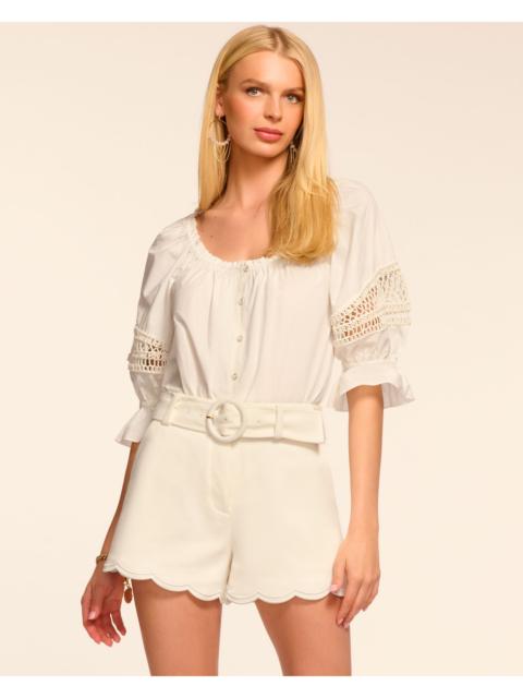 Violeta Stretch Cotton Scalloped Mini Short