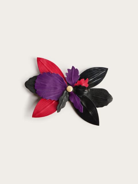 LEATHER FLOWER BROOCH