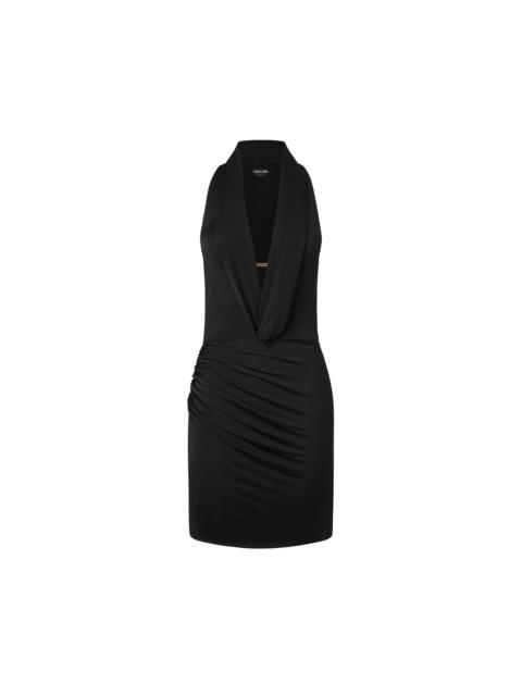 LUSTROUS JERSEY COWL COLLAR COCKTAIL DRESS