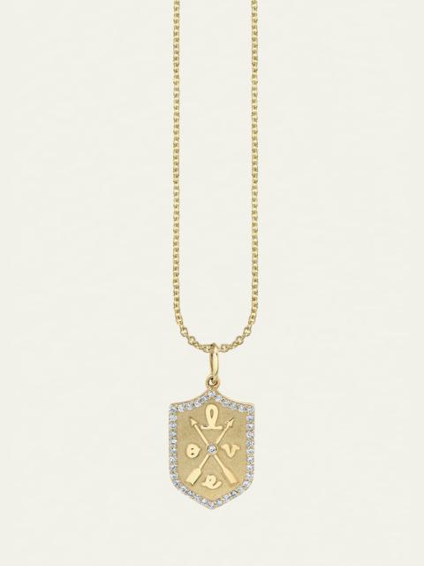 Small Love Script Pave Border Charm Necklace