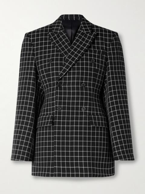 Double-breasted Checked Wool-twill Blazer
