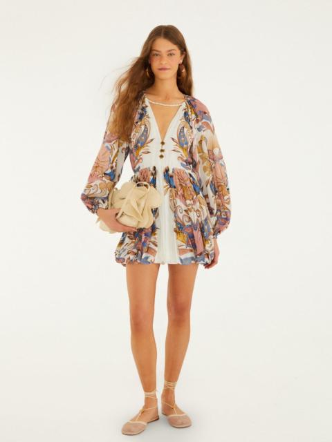 Off-White Sea Garden Puff Sleeve Mini Bubble Dress