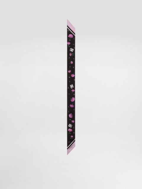 Carnations-print silk twill bandeau 6x100