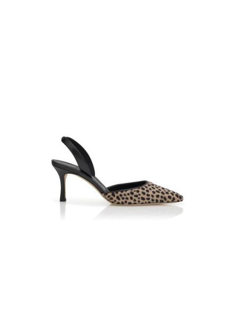 Animal Print Calf Hair Slingback Pumps