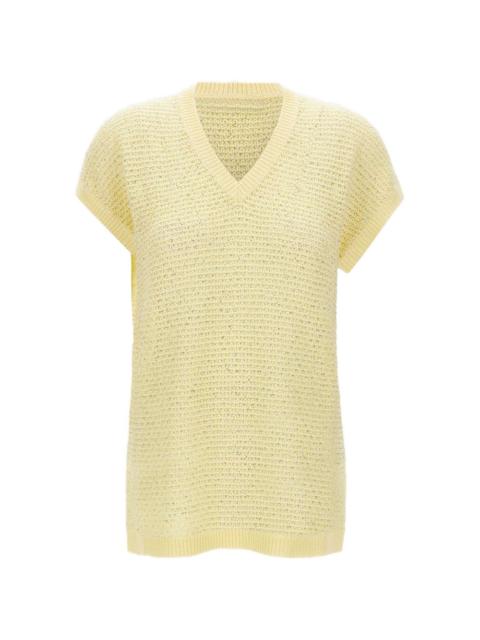 micro sequins V-neck sweater