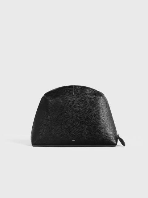 Medium grained-leather day pouch black