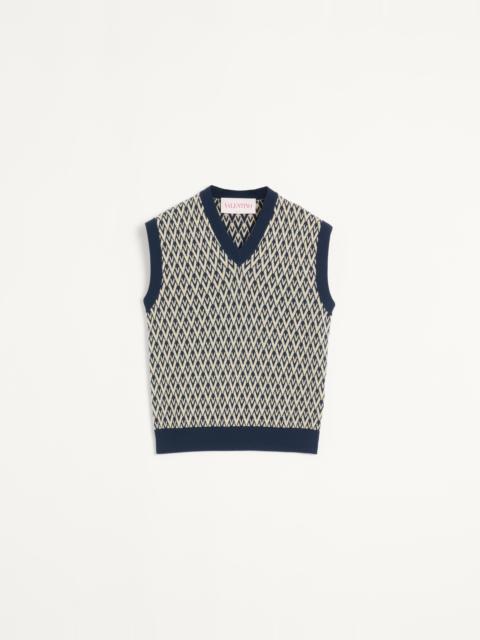 WOOL VEST WITH TOUTE LA V JACQUARD PATTERN