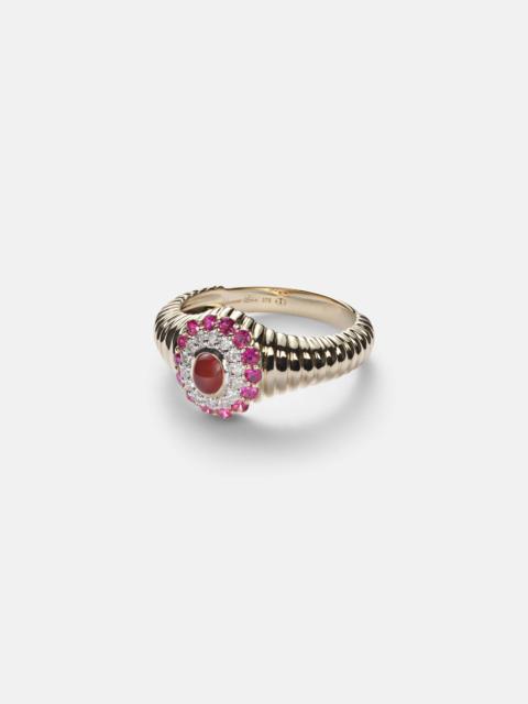 Pompadour Baby 9kt gold ring with gemstones