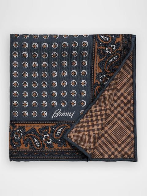 Men & apos;s Geometric to Glen Plaid Hand-Rolled Silk Pocket Square