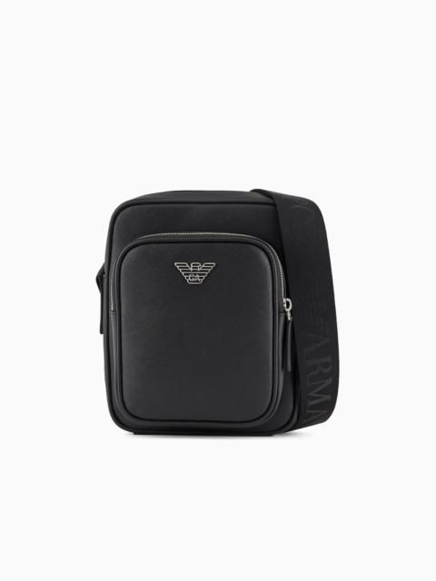 ASV regenerated Saffiano leather shoulder bag with eagle plate