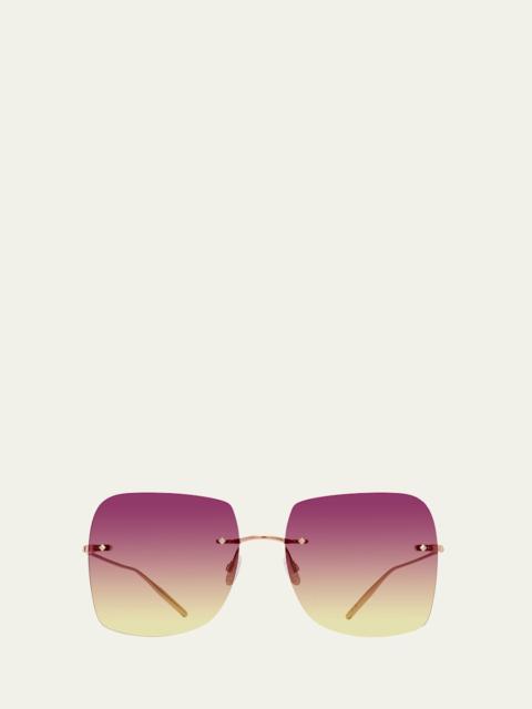 Sharona Rimless Sun Kissed Titanium Square Sunglasses
