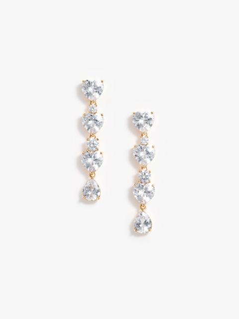 Gold Heart Crystal Tiered Earrings