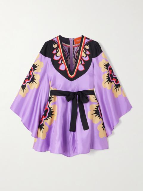 Icon Magnifico Belted Printed Silk-twill Mini Dress