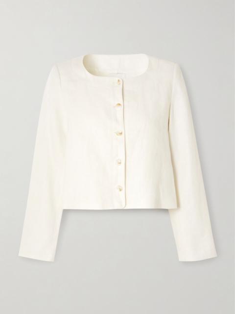 Emma cropped linen jacket Cream