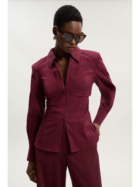 Pleated Detail Cotton Woven Long Sleeve Shirt