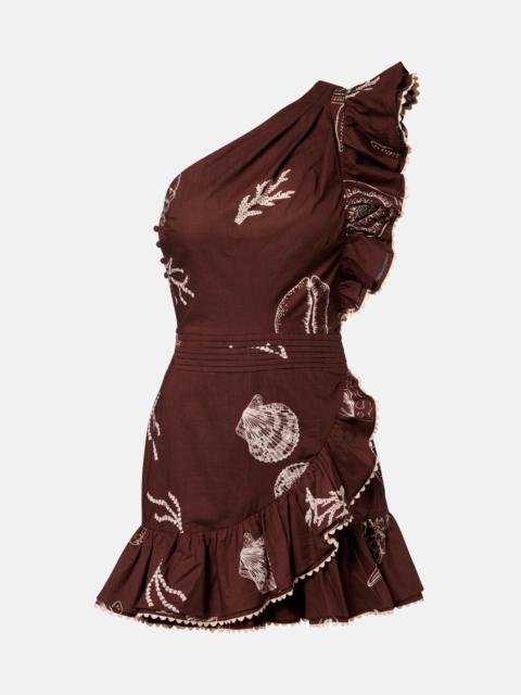 Corinne one-shoulder cotton minidress