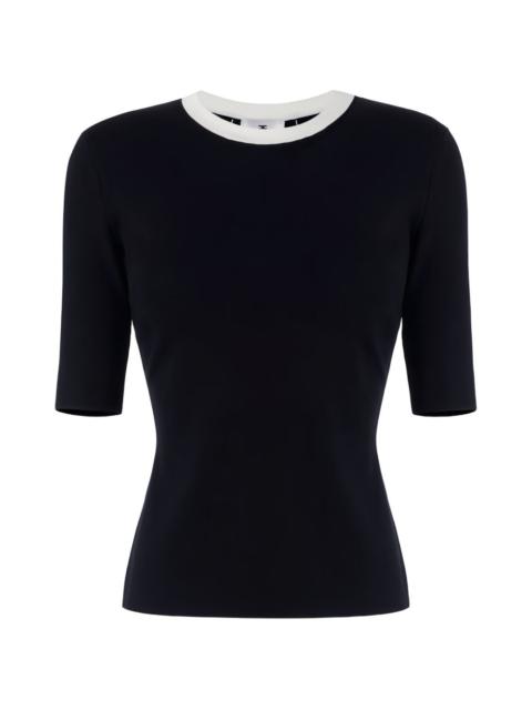 crew-neck tie-fastening top