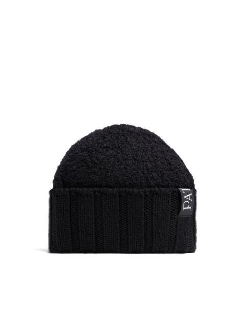 bouclé ribbed beanie hat