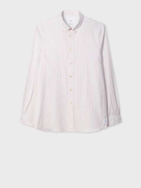 White Multicolour Stripe Button-Down Shirt