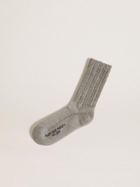 Gray socks with crystals on the leg