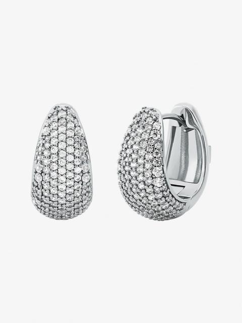 Precious Metal-Plated Brass Pavé Teardrop Huggie Earrings